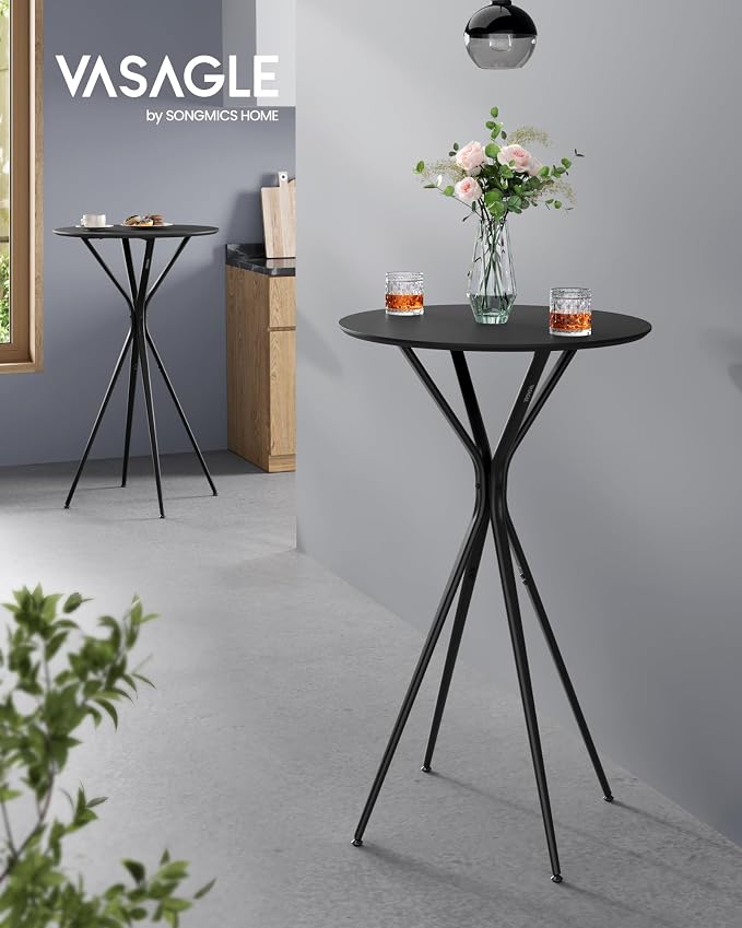 VASAGLE Bar Tables Set of 2, Round Cocktail High Top Pub Bistro Table - Image 3