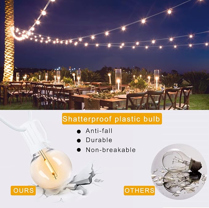 Outdoor String Lights Waterproof Patio LED 100FT G40 Globe String Lights - Image 3
