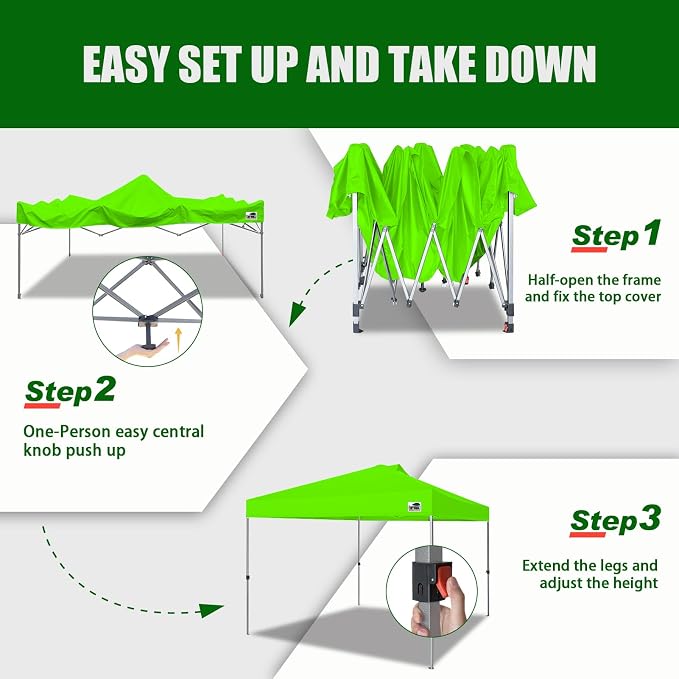 Eurmax USA NOMATTER ONE-Person Open&Close 10x10ft Pop Up Canopy Tent，Portable - Image 3