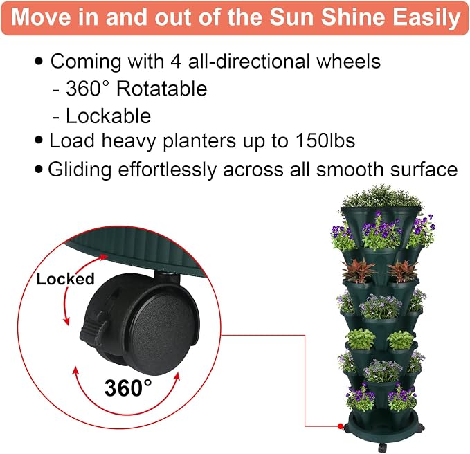 GameXcel Vertical Planter 7 Tier Stackable Planters Garden Planters Strawberry - Image 6