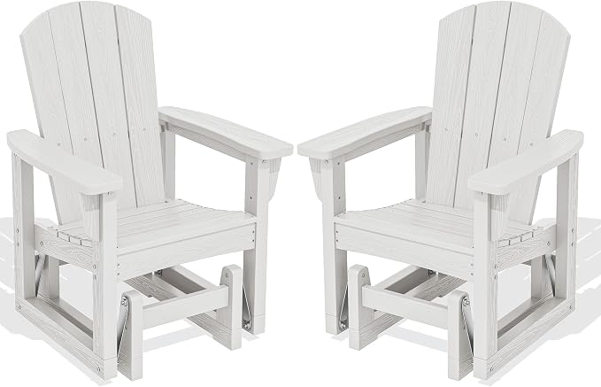 SERWALL Outdoor Glider Chair Set of 2, HDPE Wood-Like Patio Glider Rocker by SERWALL