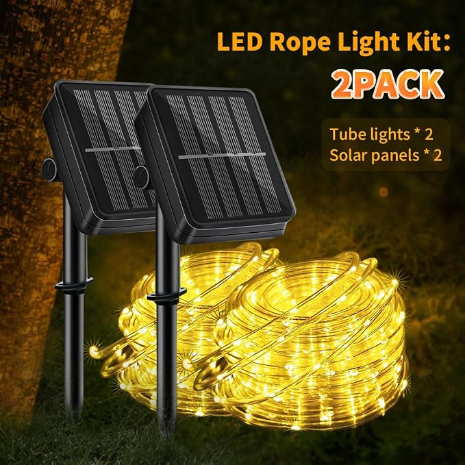 Solar Rope Light 2 Pack Waterproof IP65 39FT 100LEDs Outdoor LED ‎Solar Outdoor - Image 6