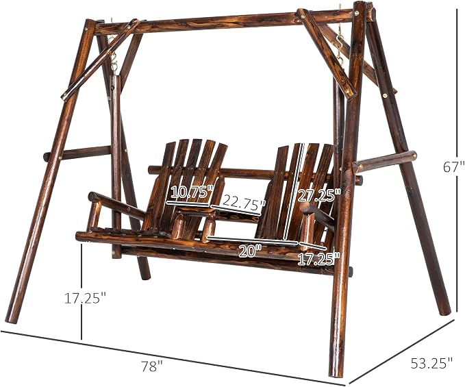 Outsunny Wooden Porch Swing - Image 7
