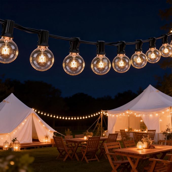 Abeja 25Ft Outdoor Patio String Lights, G40 Outdoor Globe String Lights - Image 6