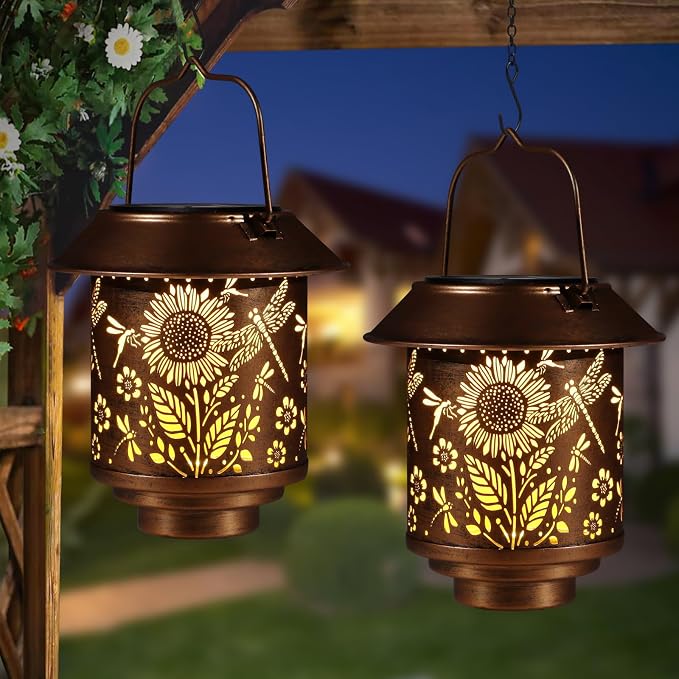 Solar Lantern Outdoor Hanging Sunflower Lights Gifts by Unknown