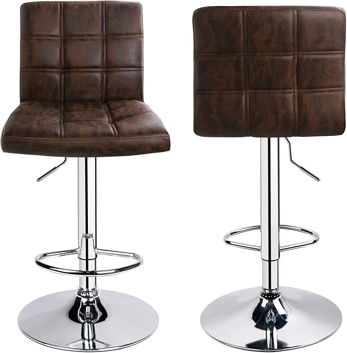 Leopard Modern Square PU Leather Adjustable Bar Stools - Image 9