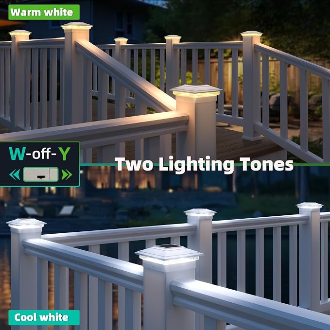 Post Cap Lights Outdoor 6pack, Waterproof Fence Post Solar Lights - Image 4