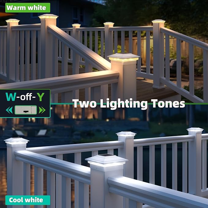 Post Cap Lights Outdoor 4pack, Waterproof Fence Post Solar Lights - Image 4
