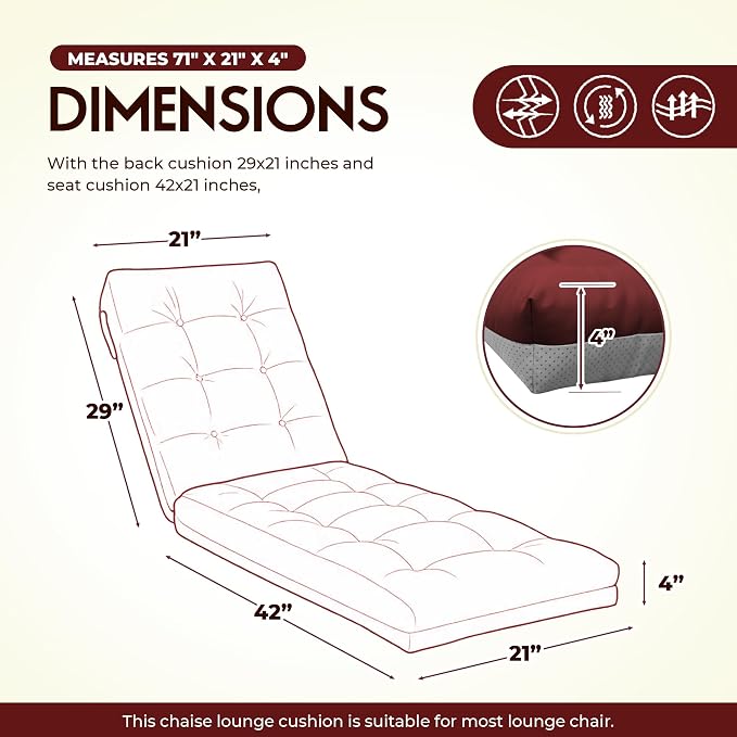 Outdoor Lounge Chair Cushions, Chaise Lounge Cushions - Image 2