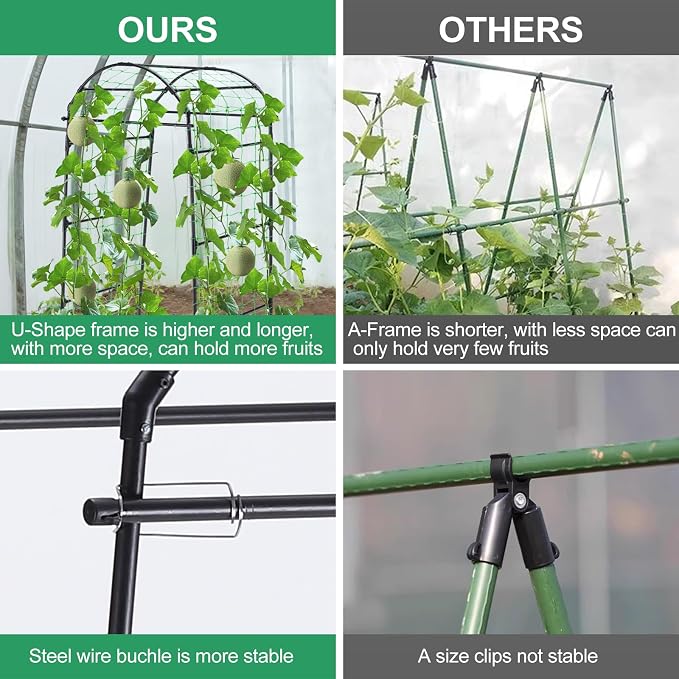 Garden Arch Cucumber Trellis for Climbing Plants Outdoor, 6.7ft Tall Archway - Image 7