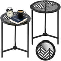 Party Zealot Set of 2 Small Round Metal Side Tables, 13-Inch Black Outdoor End by PartyZealot