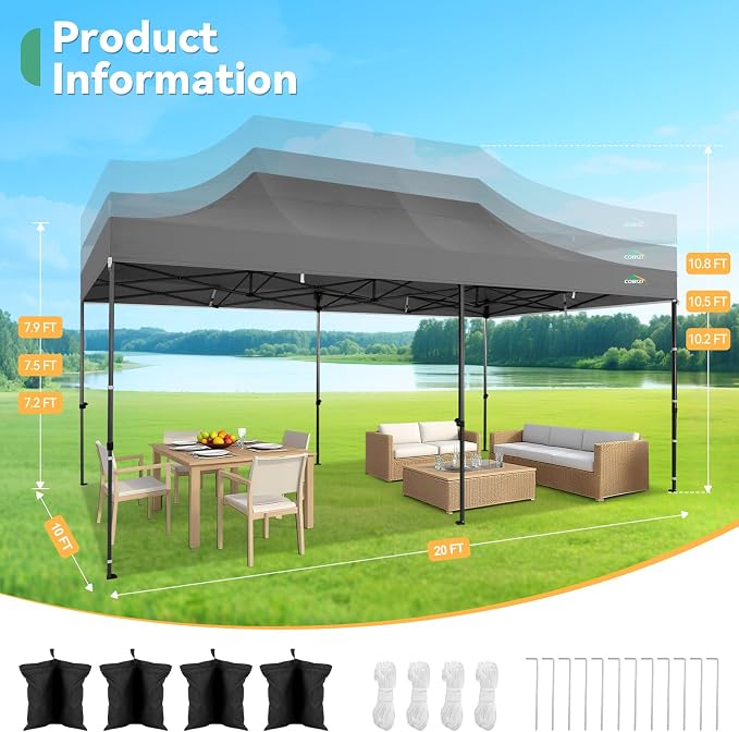 COBIZI 10x20 Heavy Duty Pop Up Canopy Tent - Image 3