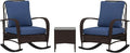 Outsunny 3 Piece Wicker Patio Furniture Set, PE Rattan Rocking Chairs by Outsunny