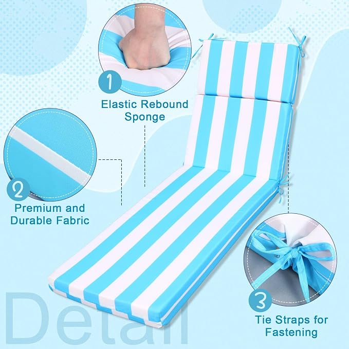 1 Pcs Indoor Outdoor Chaise Lounge Cushions Sponge Bench Outdoor Furniture - Image 2
