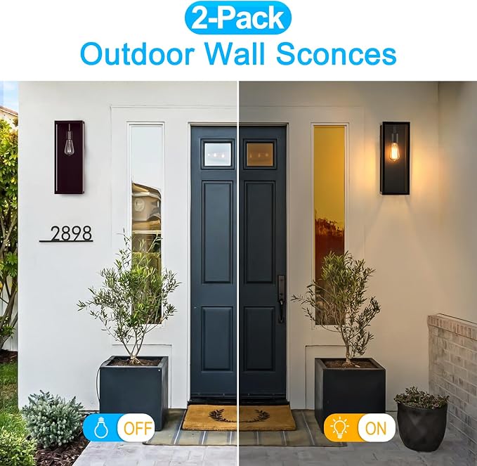 2-Pack Outdoor Wall Lanterns, 16” Exterior Waterproof Outdoor Lights - Image 4