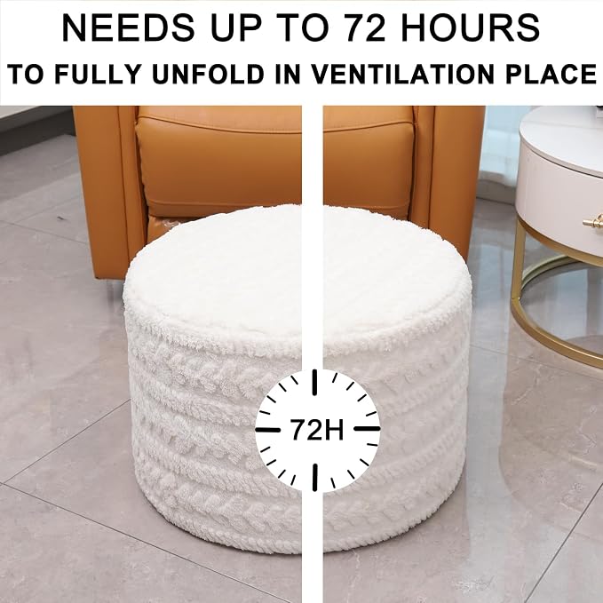 Asuprui Round Footstool Ottoman, 20x14 Inches Multi-Functional Modern Foot Stool - Image 6