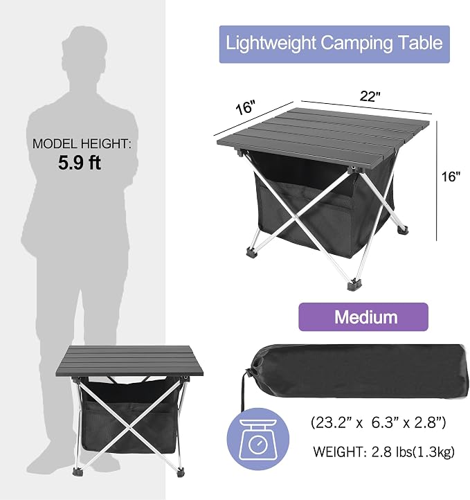 Grope Portable Camping Table Ultralight Aluminum Camp Table - Image 2