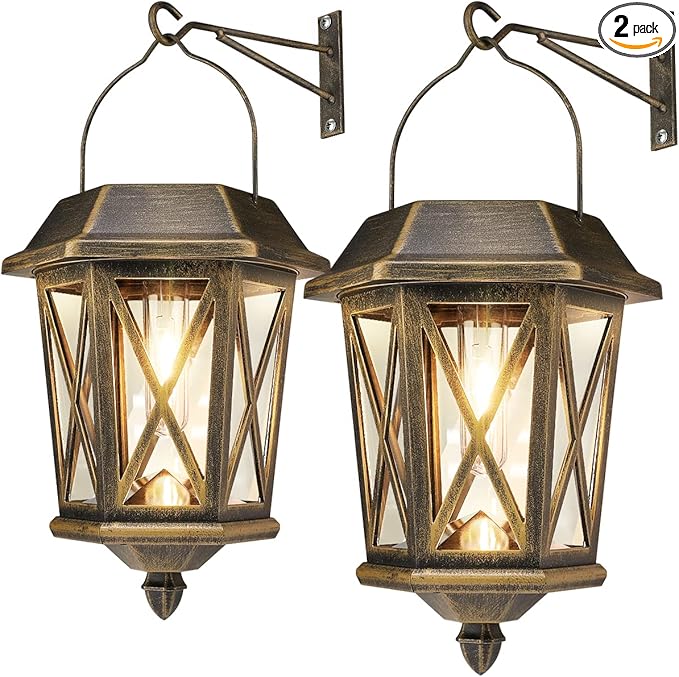 Solar Lantern Outdoor Waterproof, Metal Solar Lights Outdoor by TEKLAPS