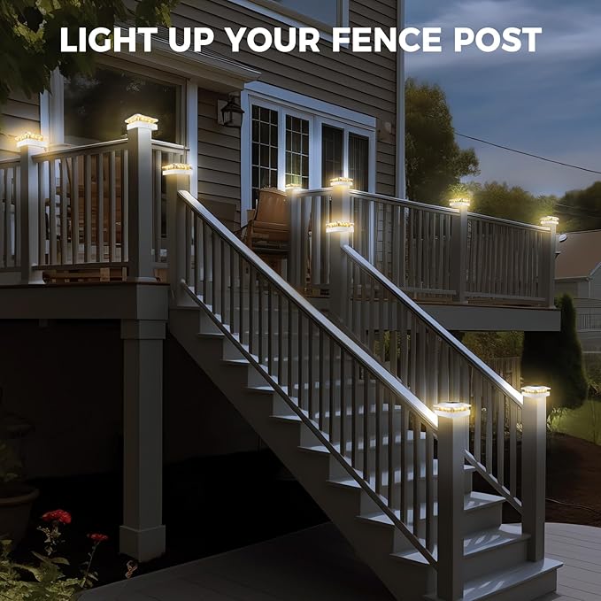 Peasur 6 Packs 4x4 Post Solar Lights - Image 8