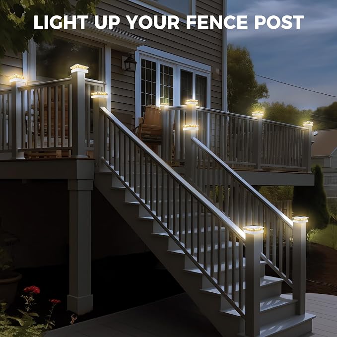 Peasur 4x4 Solar Post Cap Lights Outdoor - Image 6