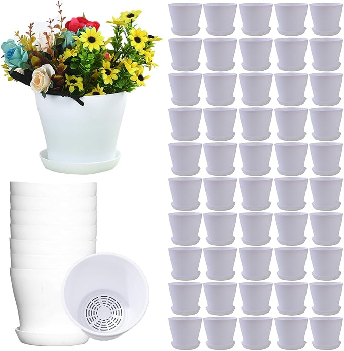 Tergy 50 Pack 4 Inch Plant Pots Bulk Small Plastic Planters Pots by Tergy