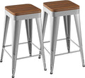 Bar Stools Set of 2 Metal Bar Stool Counter Height Bar Stools Sliver, Modern by POINTANT