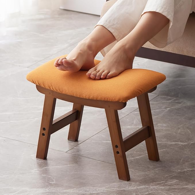 Foot Stool, Bamboo Small Sofa Foot Rest Under Desk, Extra Seating by Kitsanery