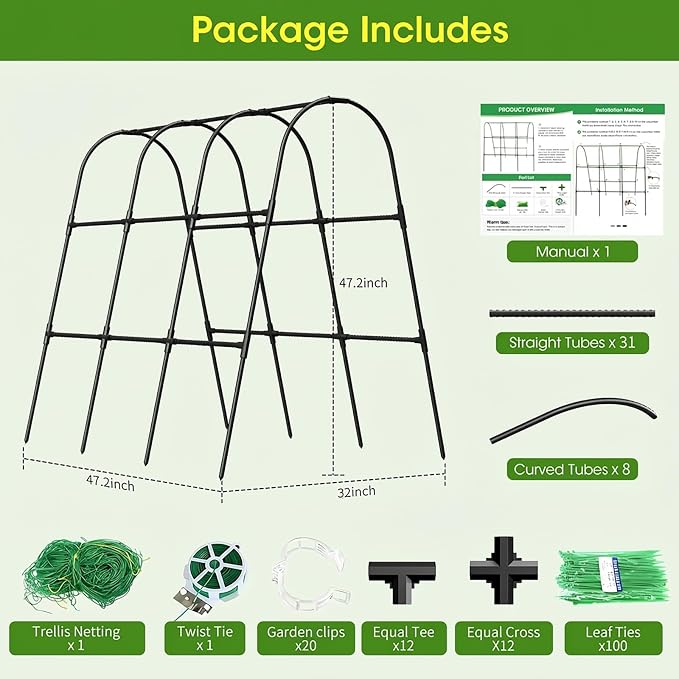 Cucumber Trellis for Raised Bed, U-Shape Garden Trellis for Climbing Plants - Image 8
