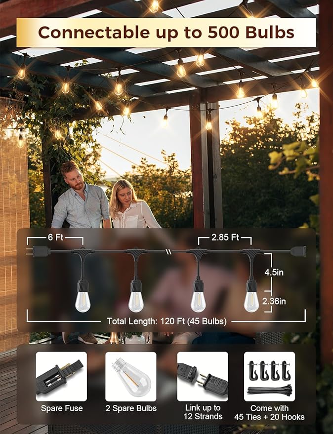 XMCOSY+ 120FT Outdoor String Lights Waterproof - Image 5