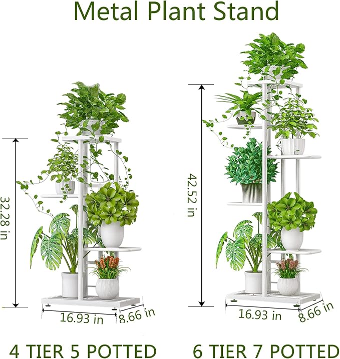 LINZINAR Plant Stand Indoor Outdoor Metal 4 Tier 5 Potted Multiple Flower Pot - Image 4