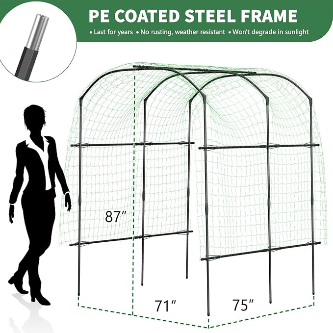 Tall Garden Arch Trellis for Climbing Plants, 87in Tall Metal Plant Support - Image 5