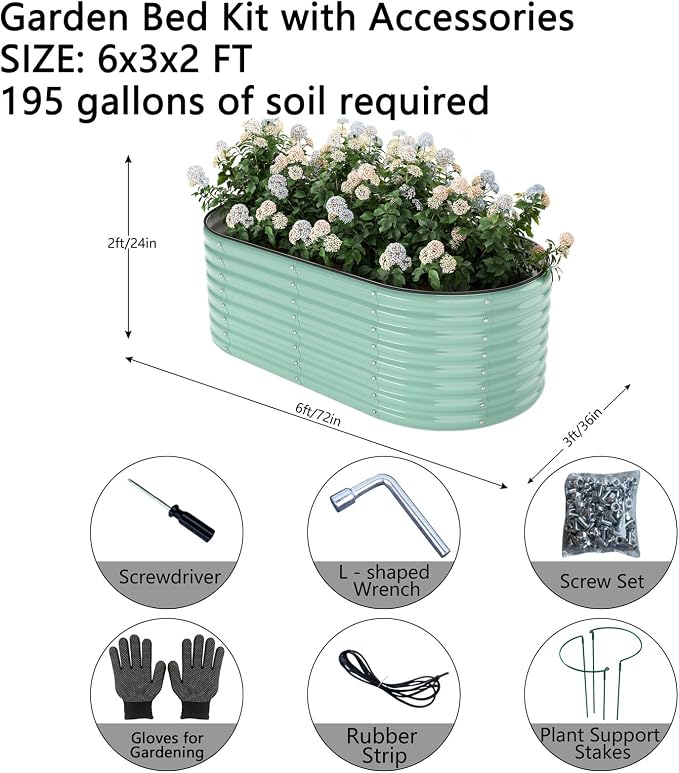 Garden Box Raised Flower Bed Galvanized Metal Planter Round Raised Garden Bed - Image 2