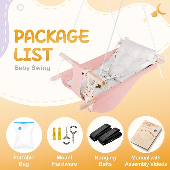 Baby Swing Indoor and Outdoor, Canvas Hammock Swing - Image 4