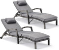 HOMREST Chaise Lounge Chairs Set of 2, PE Rattan Wicker Patio Lounge Chair by HOMREST