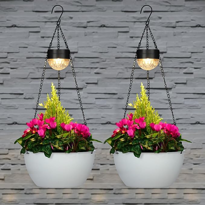 BAYN 2 Packs Solar Hanging Basket Planters - Image 2