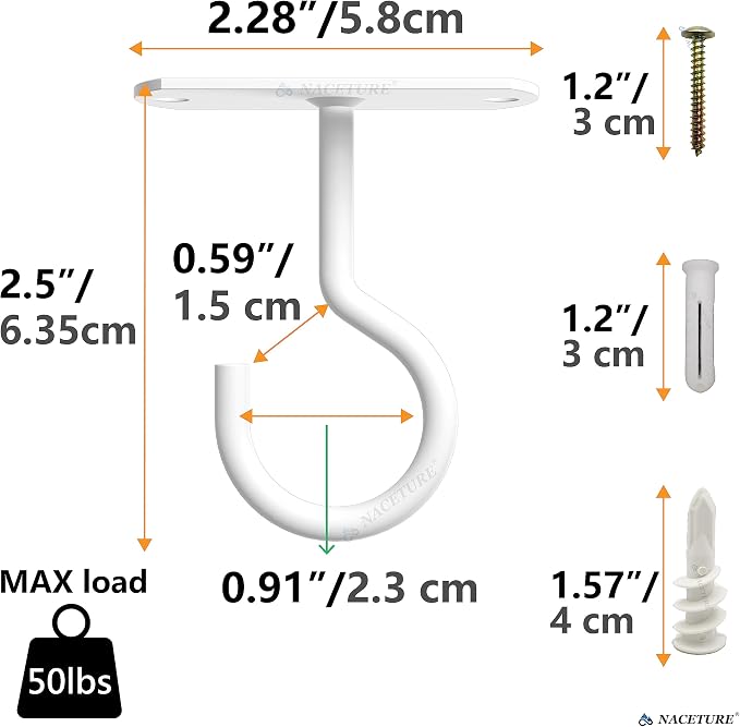 NACETURE Ceiling Hooks Heavy Duty 2 Pack - Image 8