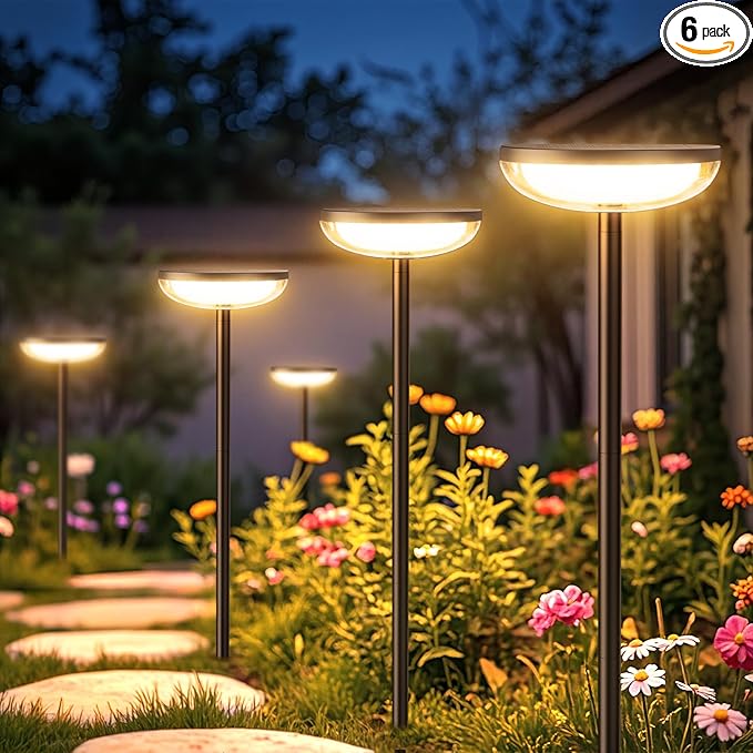 Solar Pathway Lights Outdoor, 6 Pack Tall Solar Garden Lights Outdoor Waterproof by ELECLINK