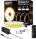 80FT/24m COB LED Strip Light Warm White Dimmable 3000K High Lumen CRI 90+ by BUNACET