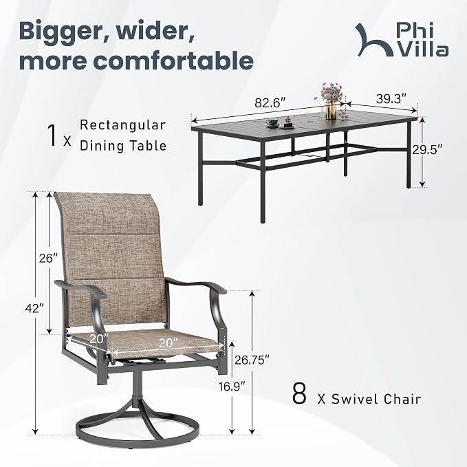 PHI VILLA 9 PCS Patio Dining Set - Image 8