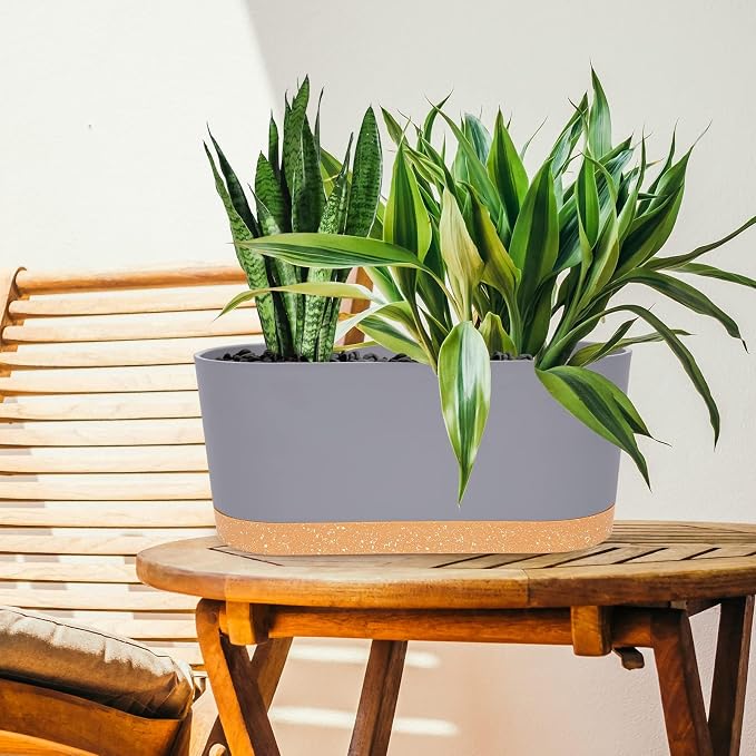 QCQHDU 16" L x 7.6" W x 7" H Window Planter Box, 2 Pack Self Watering Pots - Image 5