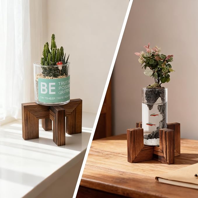 Plant Stand, Indoor/Outdoor Wood Plant Holder, Single Flower Pot Stand - Image 2