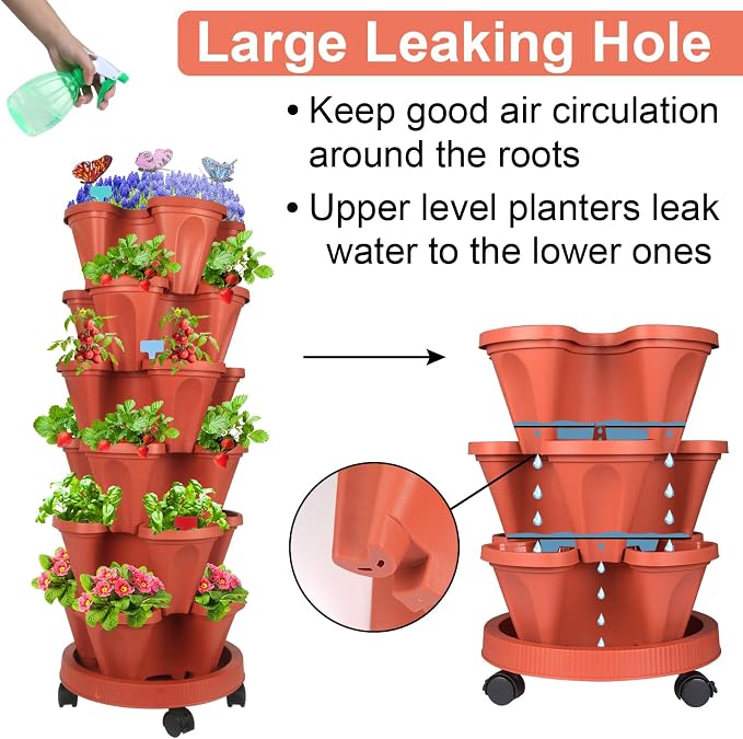 GameXcel Vertical Planter, 6 Tier Stackable Strawberry Planter - Image 6