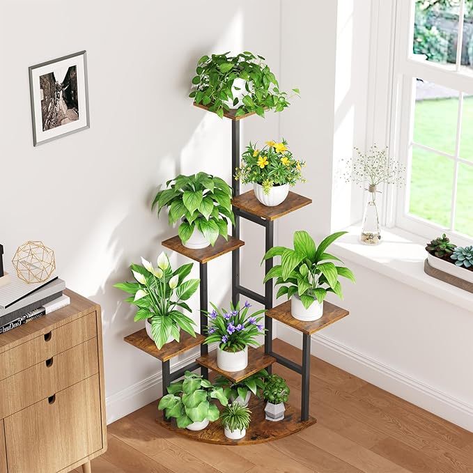Corner Plant Stand Indoor with Grow Lights, 7 Tiered Plant Shelf Indoor - Image 6