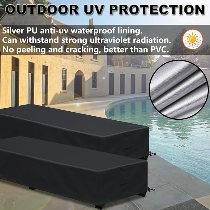 Waterproof Patio Lounge Chair Cover 1 Pack Outdoor Chaise Lounge Covers 600D - Image 5