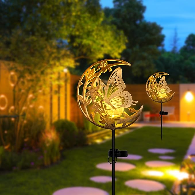 JOBOSI Solar Moon Butterfly Decorative Gift, Solar Butterfly Ground Stake Light - Image 4
