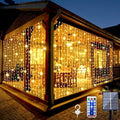 Upgraded Solar Curtain Lights Outdoor Garden Fairy String Lights 300 LED 8 by Whywhife