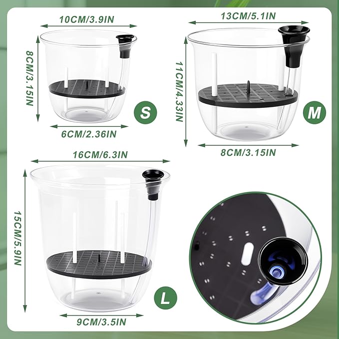 6 Pcs Clear Self Watering Pots for Indoor Outdoor Plants Flowers, 2 Each of 4 - Image 2