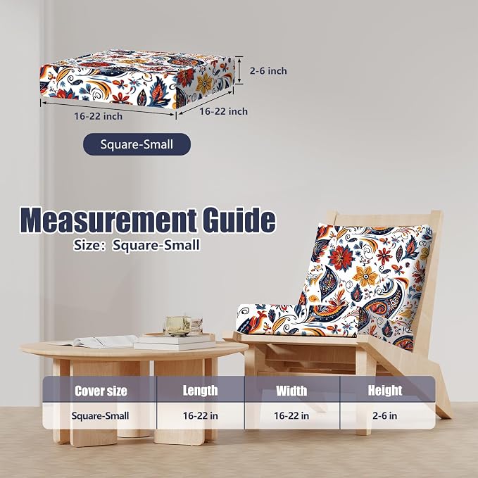 8Pcs Square Small Stretch Patio Cushion Covers, Couch & Sofa Replacement - Image 2