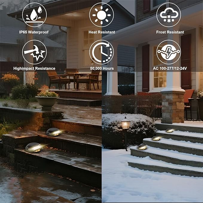 Outdoor Step Lights, High Voltage 120V 110V, 3W LED Deck Light Wire, Warm White - Image 6