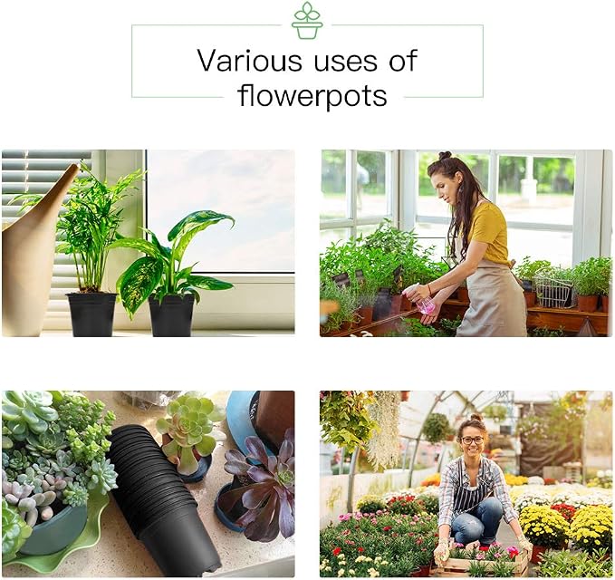 JERIA 100-Pack 0.5 Gallon Plant Nursery Pots, Plastic Pots - Image 7